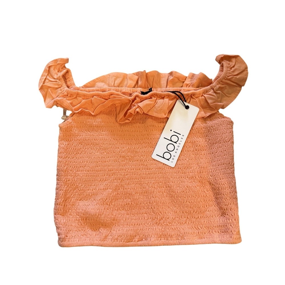 Bobi Off Shoulder Ruffle Tube‎ Top Guava Peach Size Medium Boho
